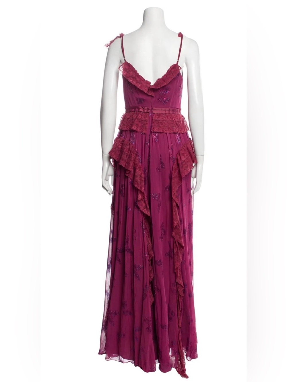 Needle & Thread Magenta Lace Ruffle Maxi Dress - Picture 3 of 4